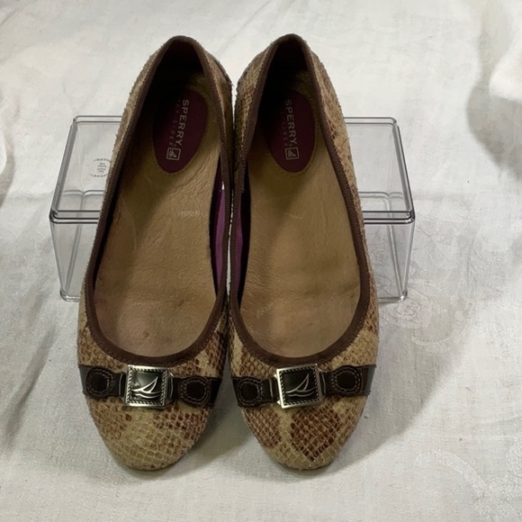 Sperry Snake Skin Leather Flat, Size 8 - Picture 1 of 16